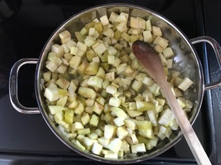Add eggplant to skillet